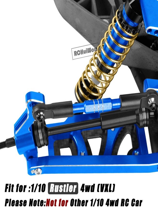 قطع غيار RCHuiWow RC المُحسّنة لسيارة Rustler 4x4 (VXL) 4WD بمقياس 1/10، تشمل أعمدة نقل الحركة، وممتصات الصدمات، ومسامير الشد، وأذرع التعليق، وأبراج ممتصات الصدمات، وكتلة الكاستر، وكتل التوجيه، وحوامل المحاور، ونظام التوجيه، باللون الأزرق الداكن. - Image 2